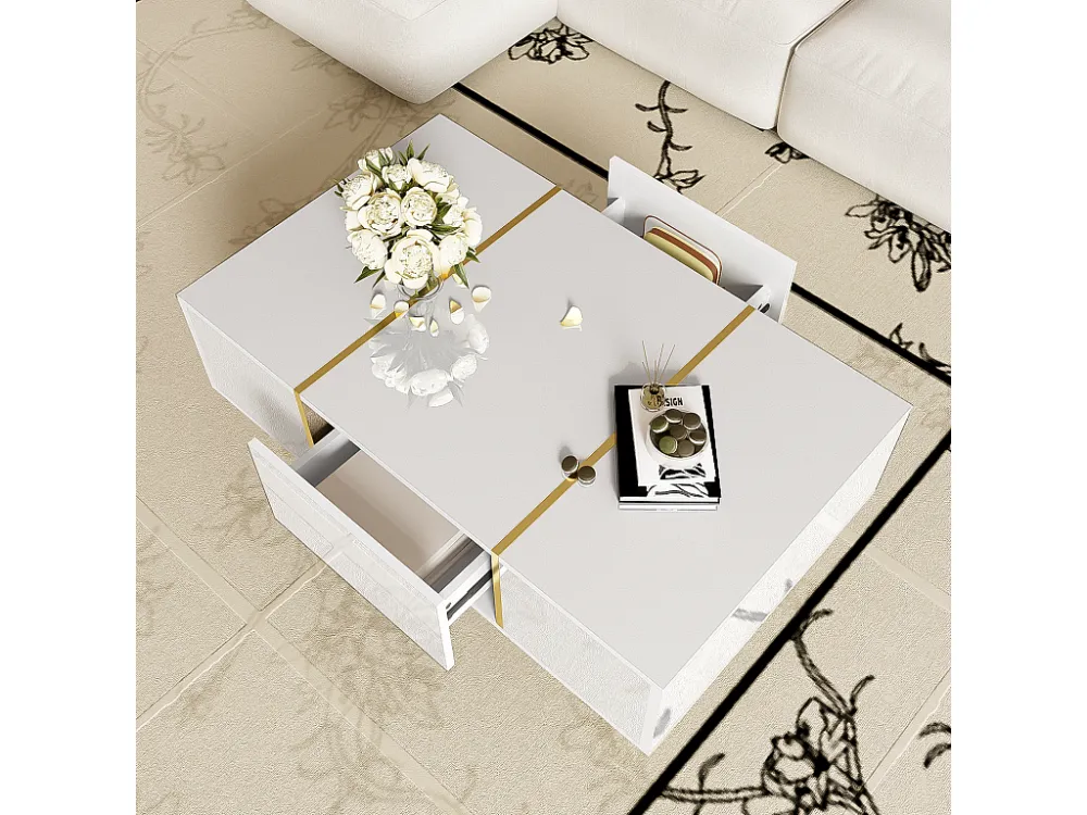 Moderne salontafel - 2 lades - MDF - Wit ModernLuxe