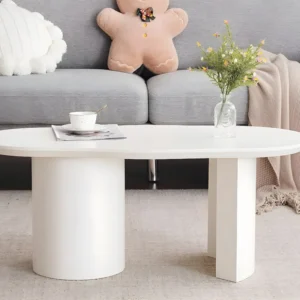 Salontafel L 100cm - met onregelmatig en elegant gebogen blad - Wit ModernLuxe