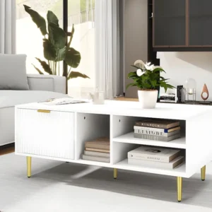 Salontafel - 1 lade en 3 open vakken - Wit ModernLuxe