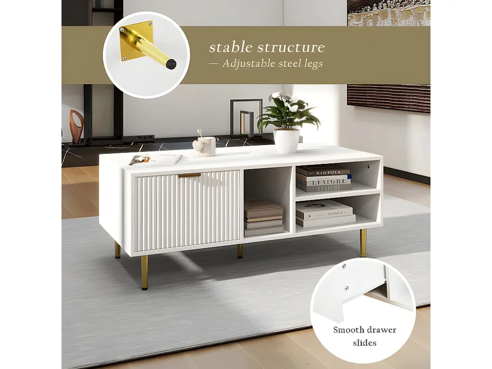 Salontafel - 1 lade en 3 open vakken - Wit ModernLuxe