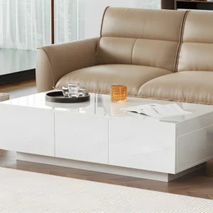 Salontafel - 2 laden en 2 lades - spaanplaat - Wit ModernLuxe