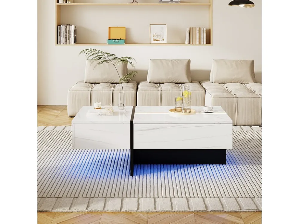 Salontafel - met app-gestuurd LED-verlichtingssysteem - Wit ModernLuxe