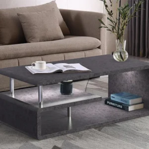 Salontafel met LED - cementgrijze afwerking - Grijs ModernLuxe
