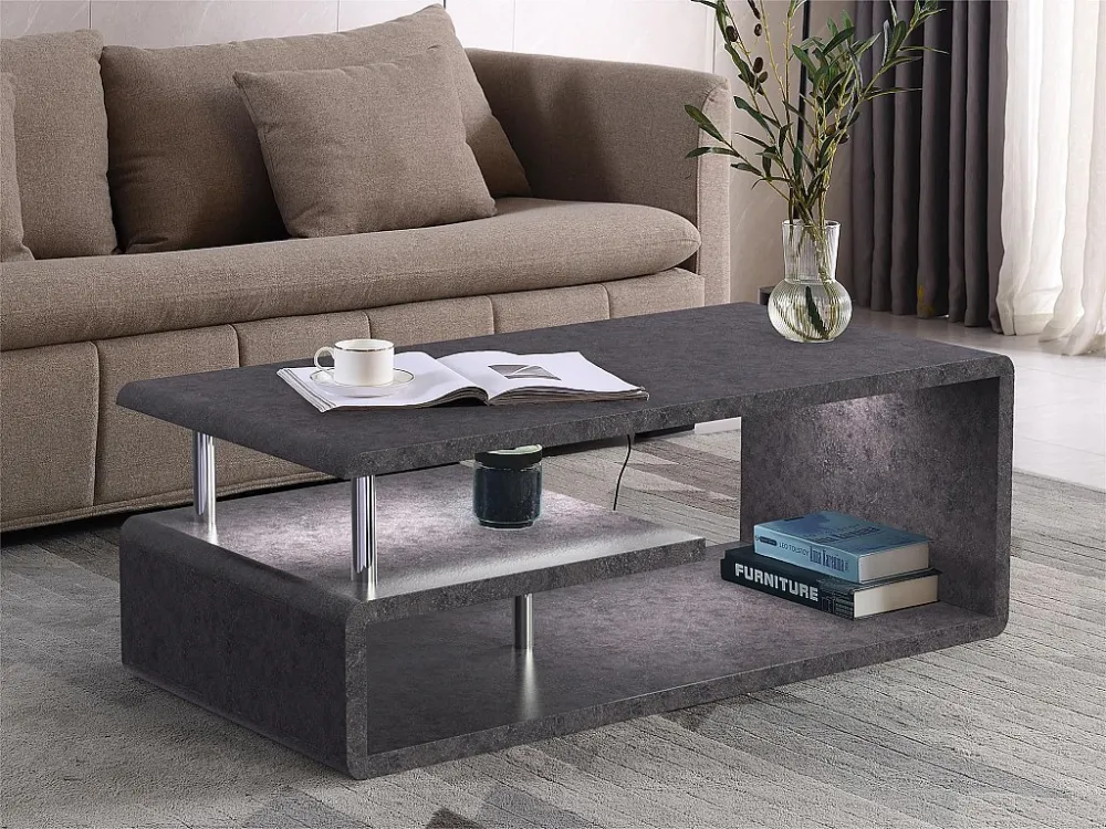 Salontafel met LED - cementgrijze afwerking - Grijs ModernLuxe