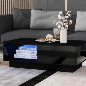 Salontafel met LED en lade - eigentijdse stijl - Zwart ModernLuxe