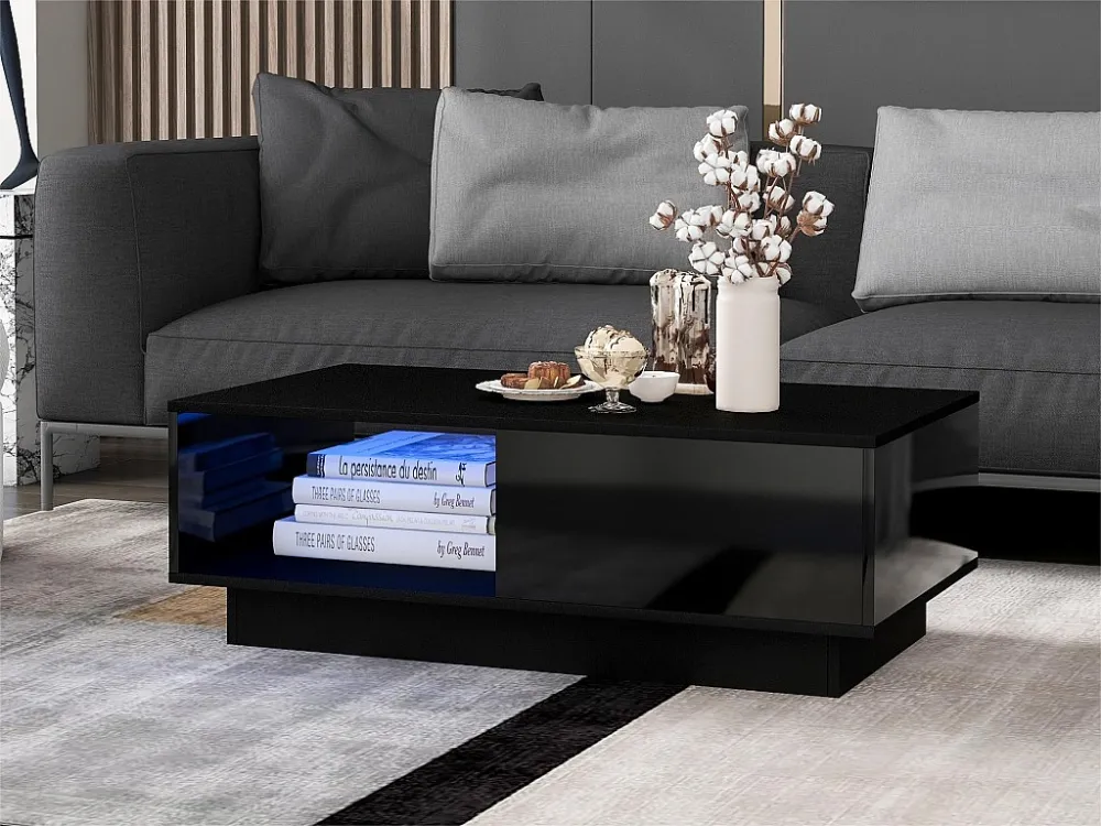 Salontafel met LED en lade - eigentijdse stijl - Zwart ModernLuxe