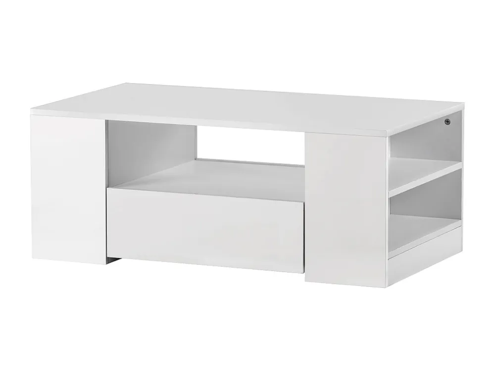 Salontafel met LED + nissen + lades - glanzende uitstraling - Wit ModernLuxe