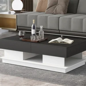 Salontafel met opbergruimte - glanzende uitstraling - Zwart & Wit ModernLuxe