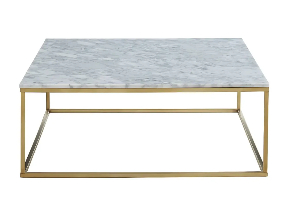 Design salontafel ARETHA - Marmer en metaal - Wit en goudkleurig - Koop nu goedkoop online PASCAL MORABITO