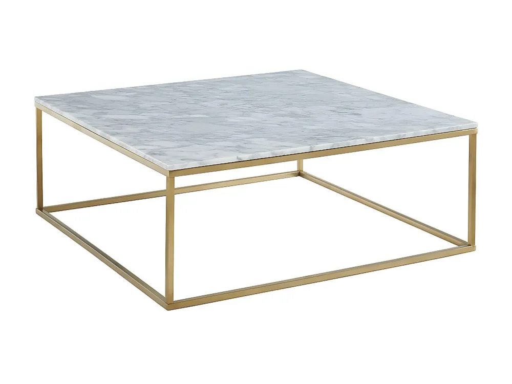 Design salontafel ARETHA - Marmer en metaal - Wit en goudkleurig - Koop nu goedkoop online PASCAL MORABITO