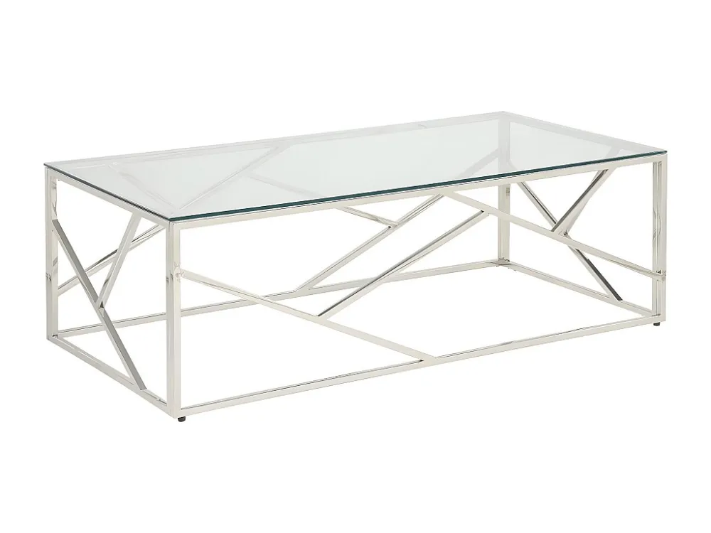 Salontafel ATHENA - Gehard glas en staal - Chroomkleurig PASCAL MORABITO