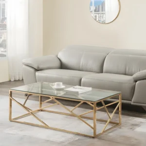 Salontafel ATHENA - Gehard glas en staal - Goudkleurig PASCAL MORABITO