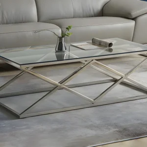 Salontafel CHARLOTTE - Gehard glas en staal - Chroomkleurig PASCAL MORABITO