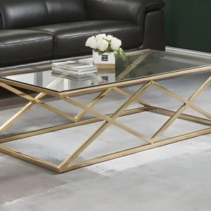 Salontafel CHARLOTTE - Gehard glas en staal - Goudkleurig PASCAL MORABITO