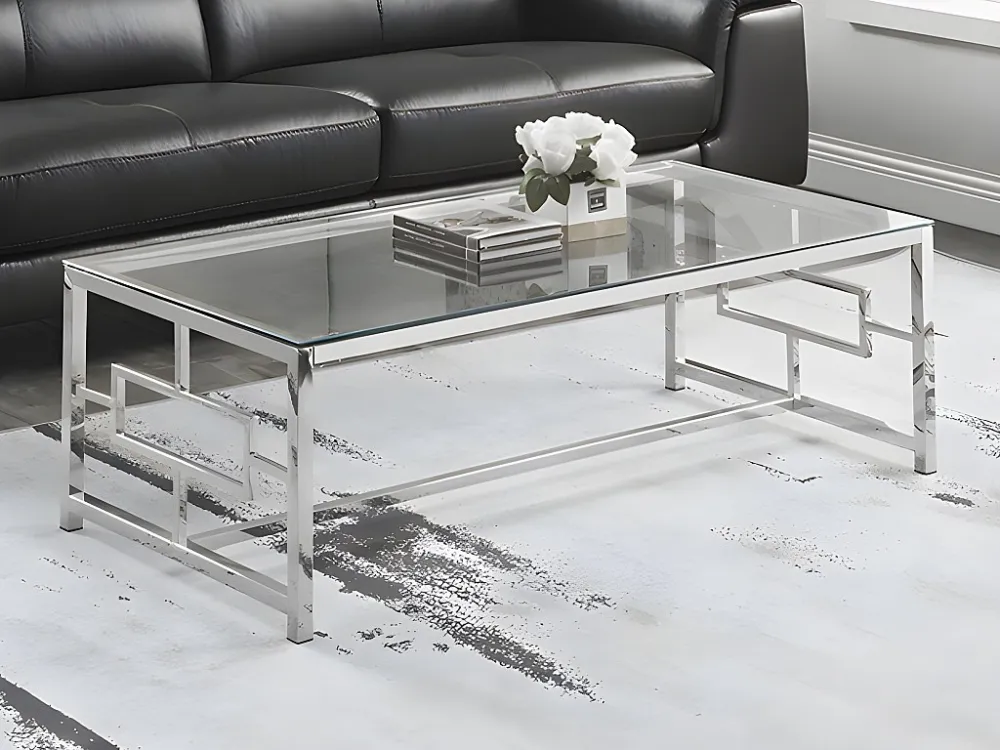Salontafel CLOTILDE - Gehard glas en staal - Chroomkleurig PASCAL MORABITO