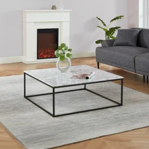 Salontafel design ARETHA - Marmer en Metaal - Wit en Zwart PASCAL MORABITO