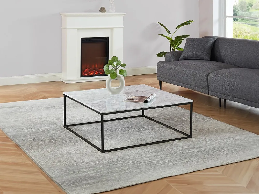 Salontafel design ARETHA - Marmer en Metaal - Wit en Zwart PASCAL MORABITO