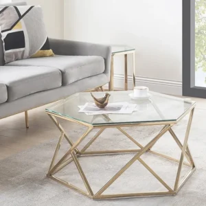 Salontafel - Gehard glas en roestvrij staal - Goudkleurig - Keriane - Koop nu PASCAL MORABITO