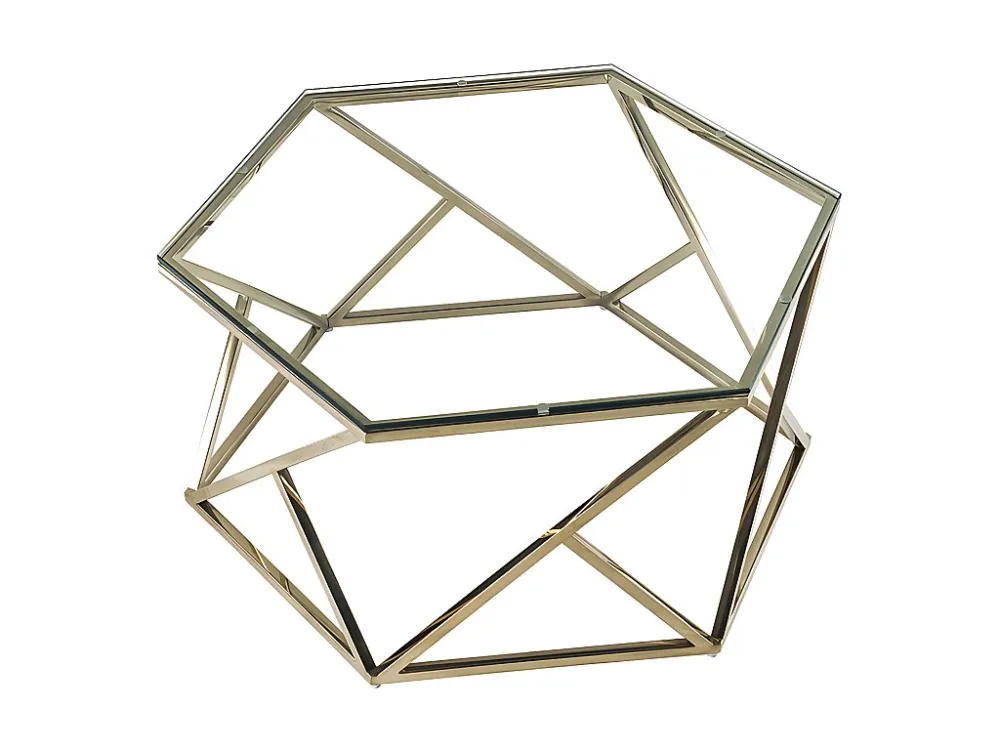 Salontafel - Gehard glas en roestvrij staal - Goudkleurig - Keriane - Koop nu PASCAL MORABITO