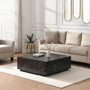 Salontafel met 2 lades MDF - Zwarte marmerlook - ANTRIM van Pascal Morabito
