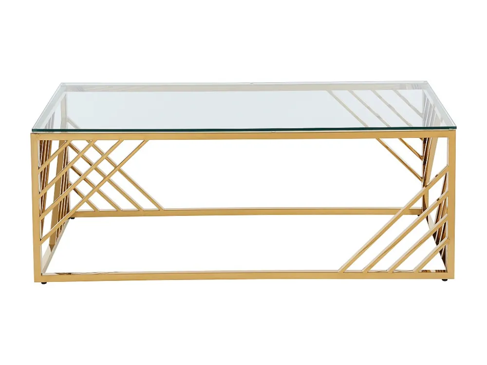 Salontafel van gehard glas en roestvrij staal - Goud - SIMATO - Koop nu eenvoudig online PASCAL MORABITO