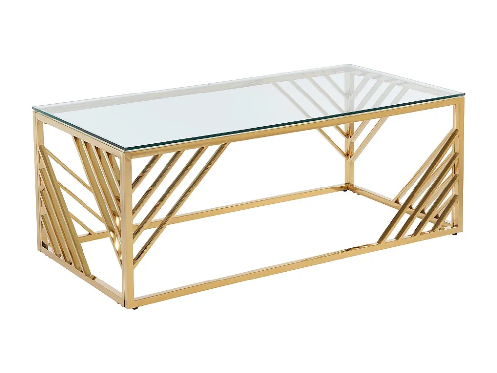 Salontafel van gehard glas en roestvrij staal - Goud - SIMATO - Koop nu eenvoudig online PASCAL MORABITO