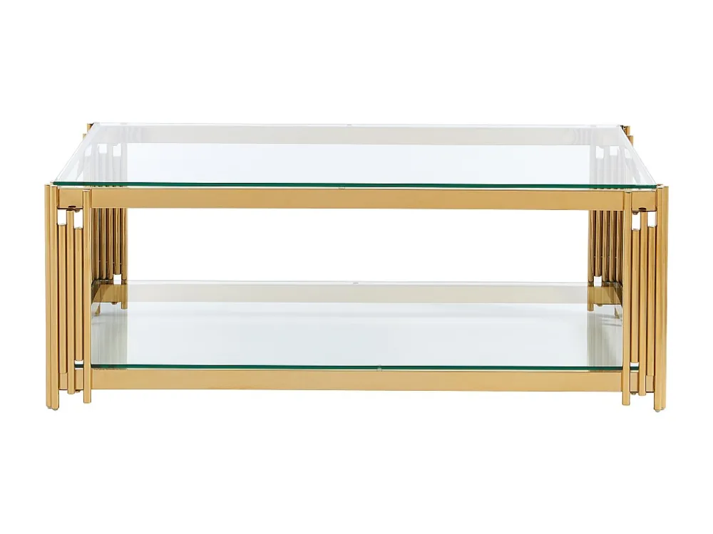 Salontafel van gehard glas en roestvrij staal - Goudkleurig - NOMELANO PASCAL MORABITO