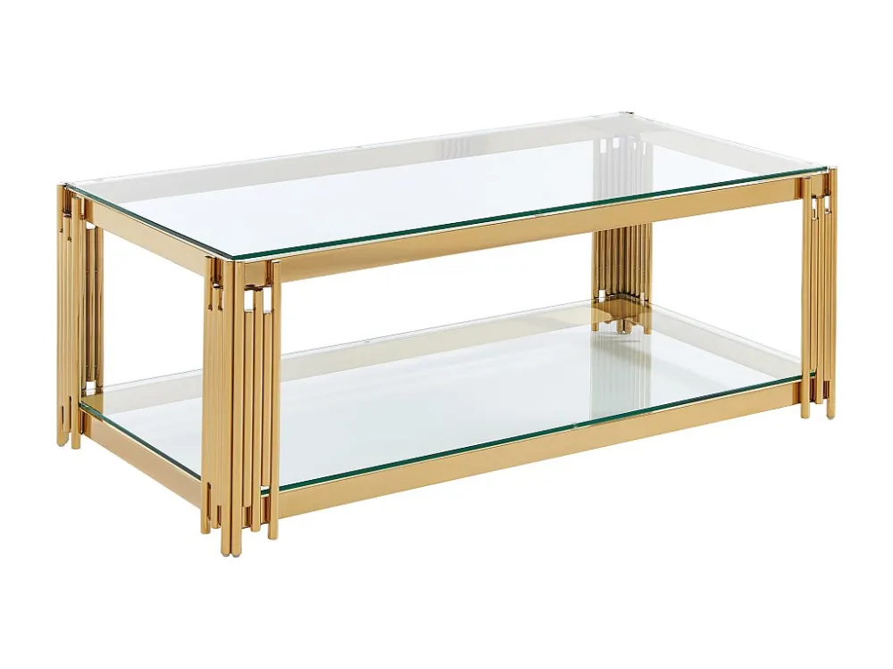 Salontafel van gehard glas en roestvrij staal - Goudkleurig - NOMELANO PASCAL MORABITO