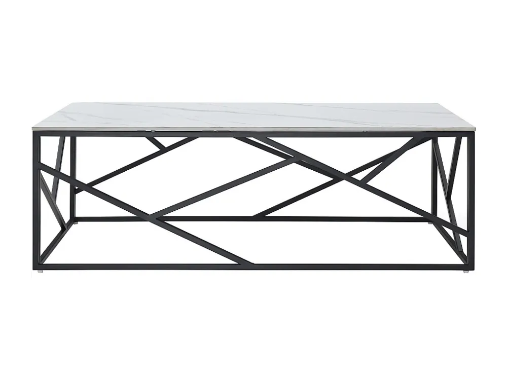Salontafel van keramiek en metaal - Wit en zwart marmereffect - MELRONE PASCAL MORABITO