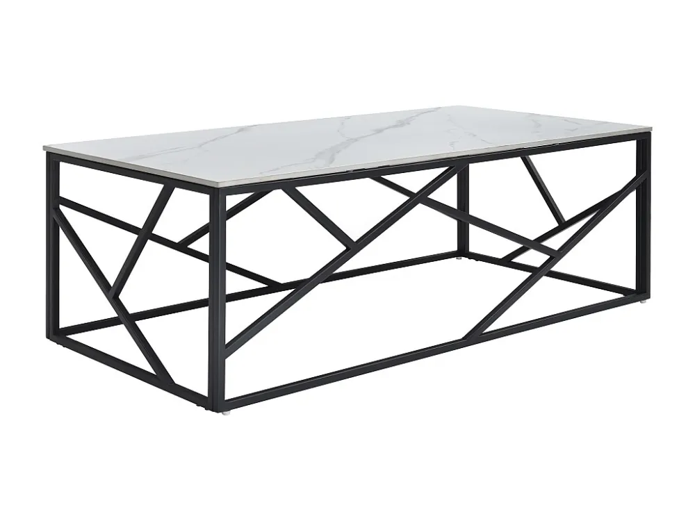 Salontafel van keramiek en metaal - Wit en zwart marmereffect - MELRONE PASCAL MORABITO