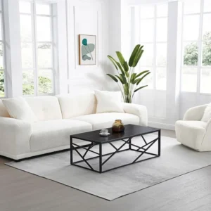 Salontafel van keramiek en metaal - Zwart marmereffect - MELRONE van Pascal Morabito
