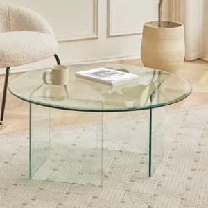 Ronde salontafel van gehard glas - Transparant - ADAMO