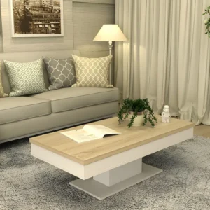 Salontafel ASTULIA - met opbergruimte - Wit - Tafelblad betoneffect