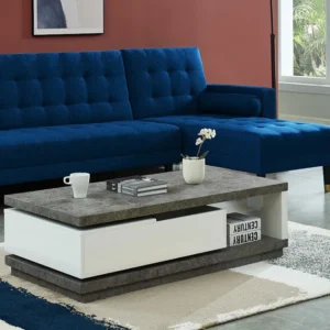 Salontafel draaibare opbergruimte gelakt mdf en betoneffect FLAVIAN