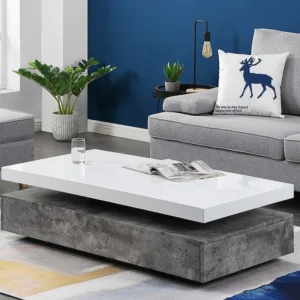 Salontafel FELIX - 2 lades - MDF - Kleuren: Beton en wit - Koop nu goedkoop online