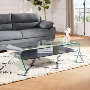 Salontafel KELLY - Gehard glas - Zwart gelakt blad