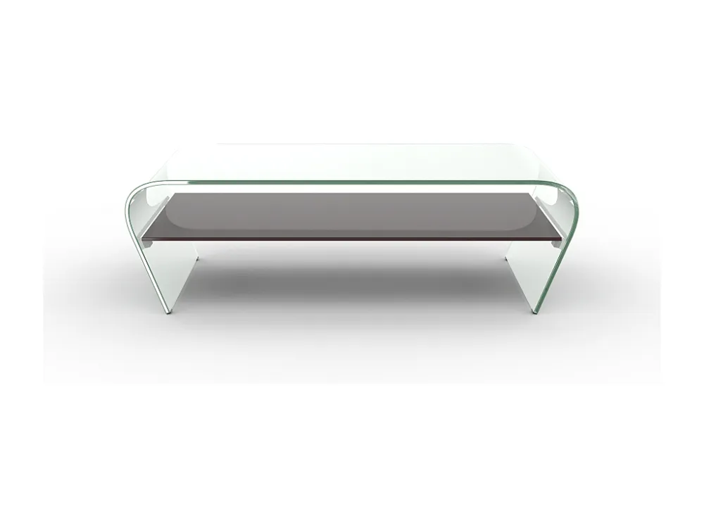 Salontafel KELLY - Gehard glas - Zwart gelakt blad
