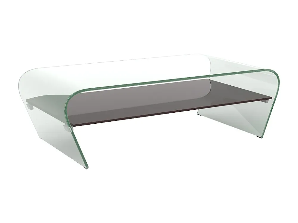 Salontafel KELLY - Gehard glas - Zwart gelakt blad