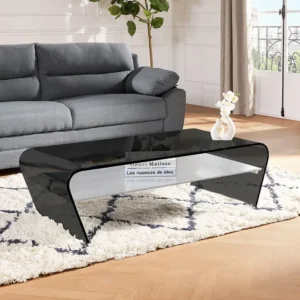 Salontafel KELLY - Gehard glas - zwart / wit