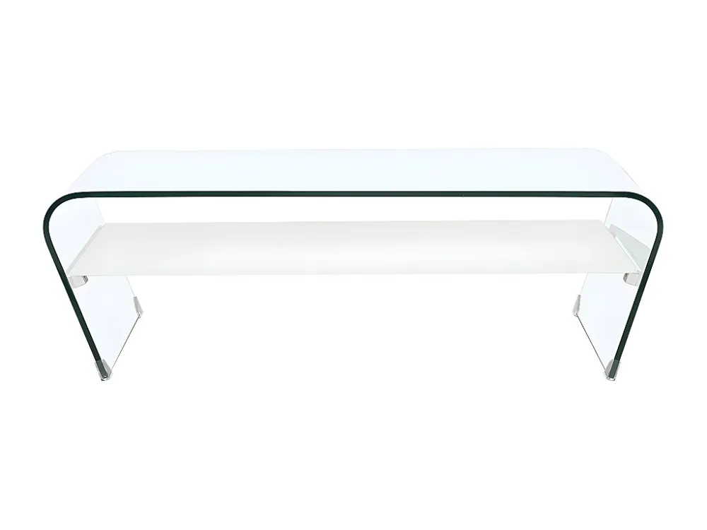 Salontafel KELLY - Wit gehard glas - schap wit gelakt