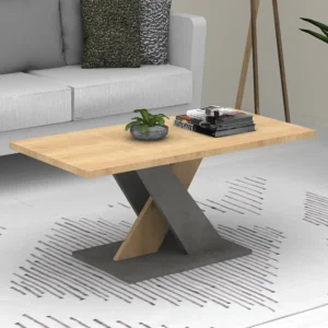 Salontafel - Kleur: naturel en antraciet - MADELYNE