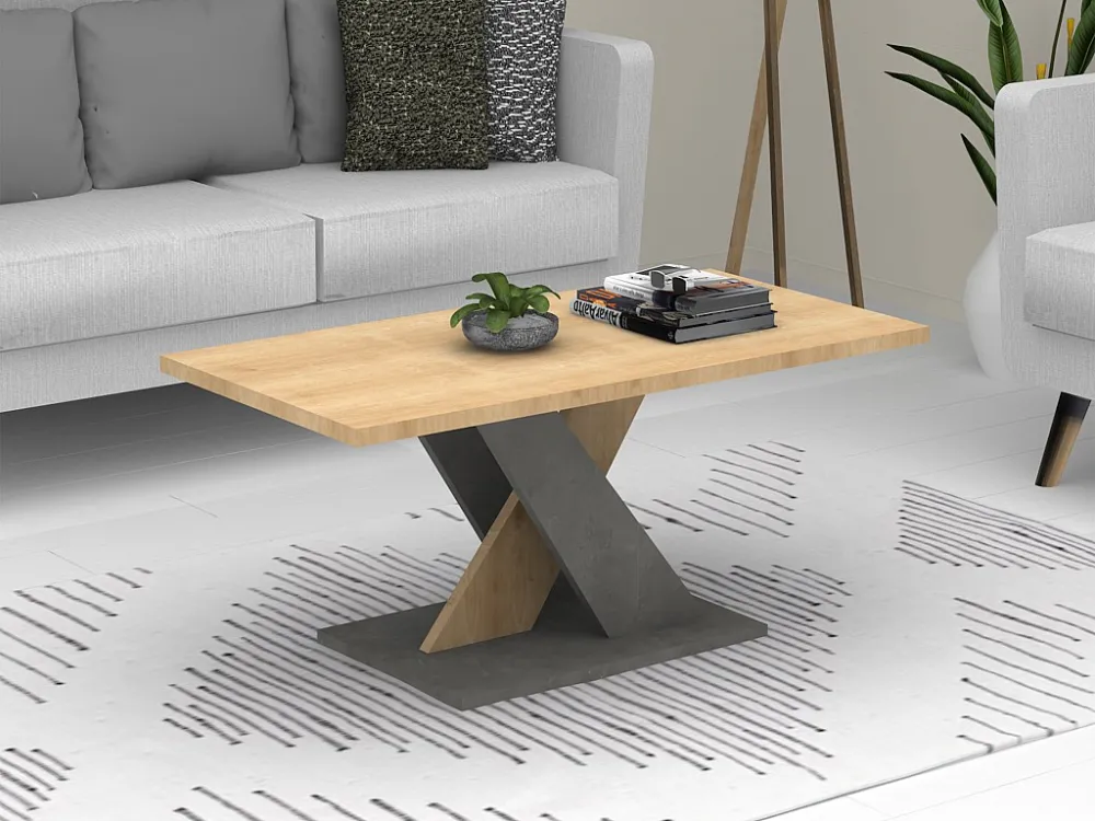 Salontafel - Kleur: naturel en antraciet - MADELYNE