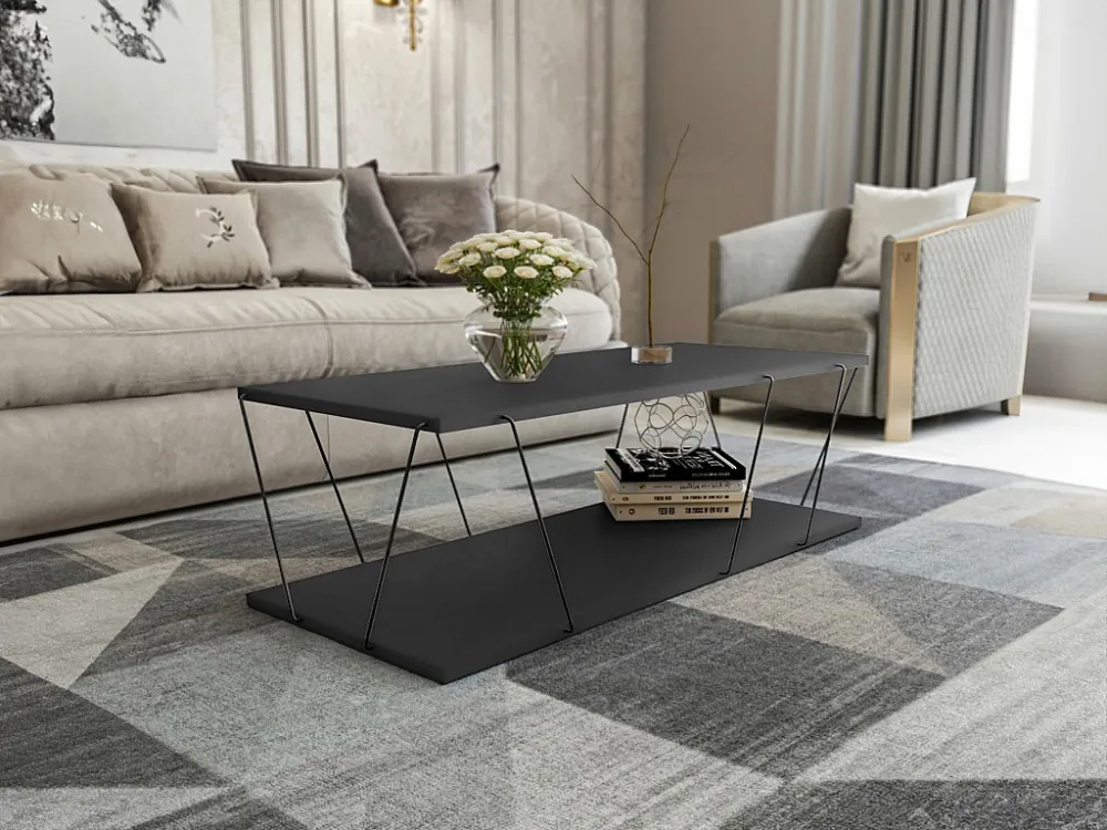 Salontafel met designstijl - Kleur: zwart - DELORY