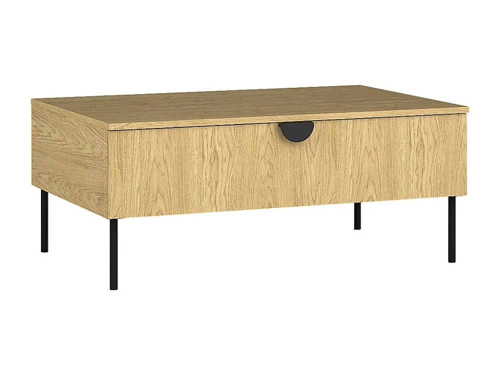 Salontafel met 1 deurtje - Naturel en zwart - NATANIEL