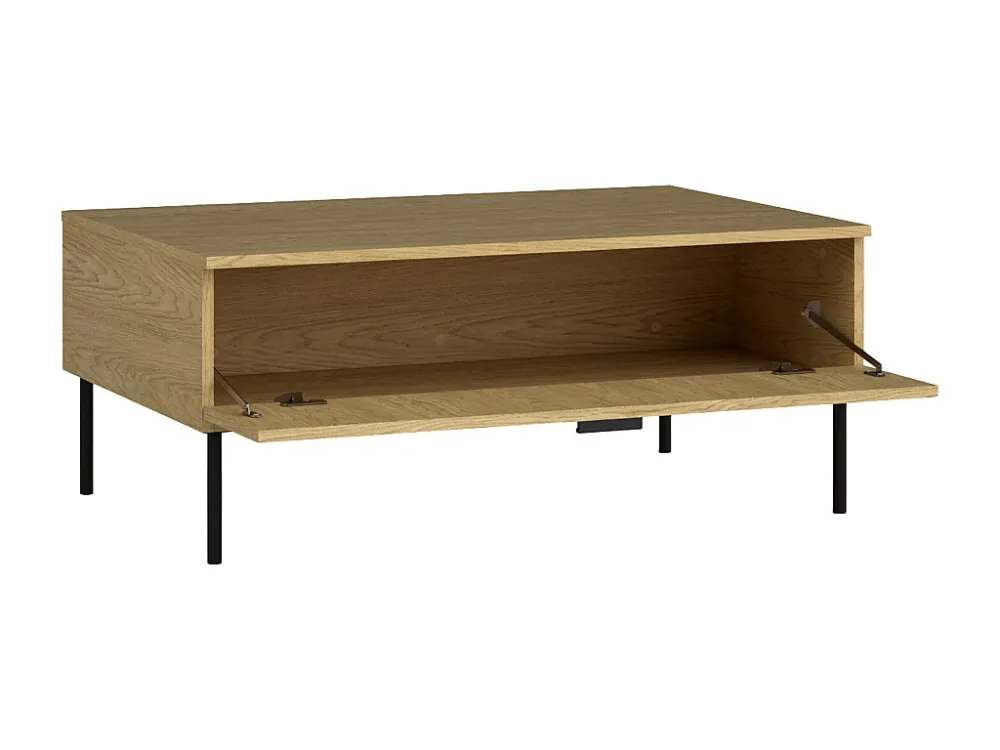 Salontafel met 1 deurtje - Naturel en zwart - NATANIEL