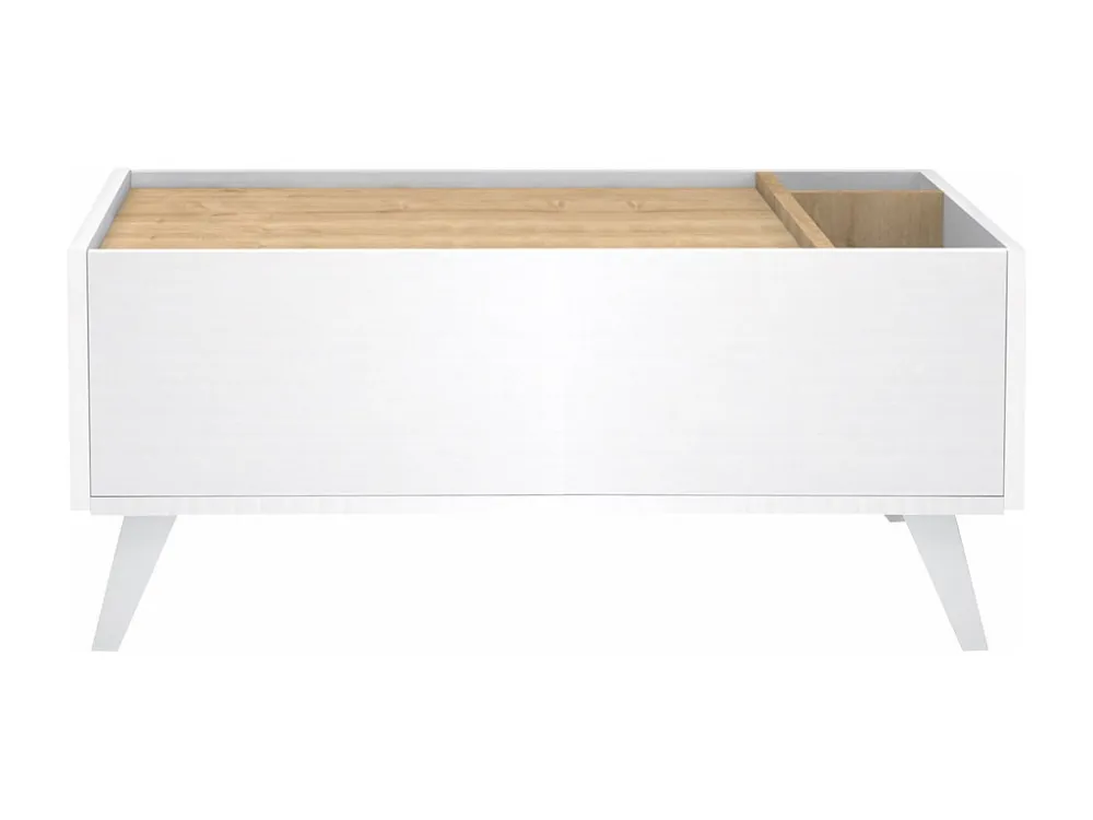Salontafel met 1 lade en 2 nissen - Naturel en wit - ISALIA