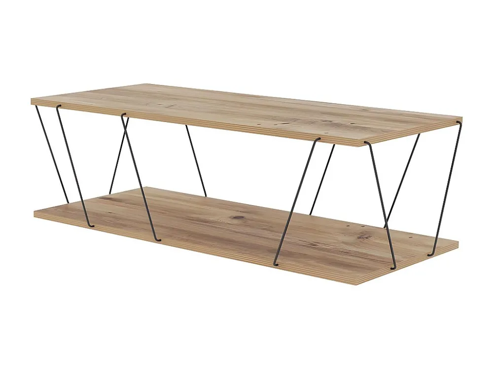 Salontafel met 1 plank - Kleuren: Naturel en zwart - DELORY - Koop nu eenvoudig online