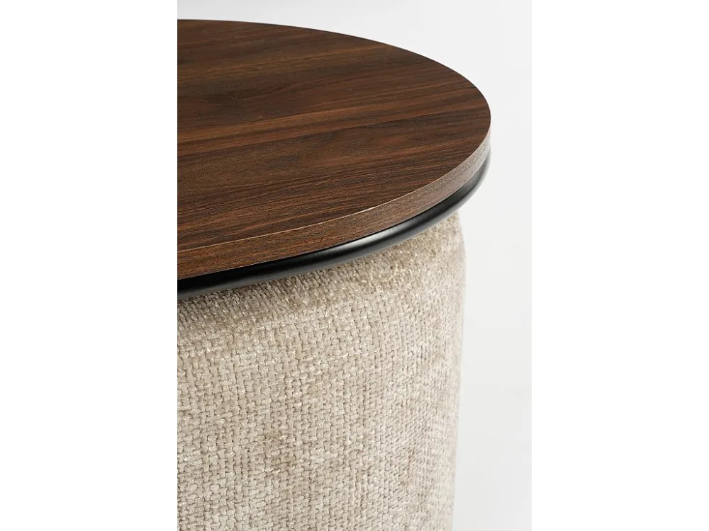 Salontafel met poefs van ijzer en 3 multiplex en 2 schuim en 2 polyester - 79 x 45 x 41 - Lichtgrijs -