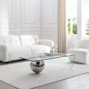 Salontafel MUNDO - Gehard glas en staal - Asymmetrisch