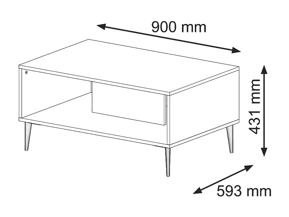 Salontafel RAVENNA B CT90 90x60x43 Zwart
